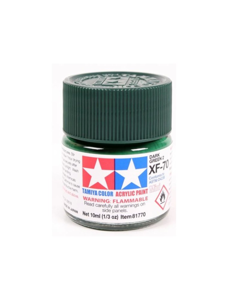 Tamiya - Colore acrilico XF-70 Dark Green 1pz da 10ml  opaco