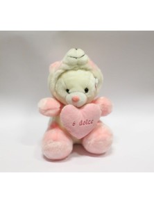 Peluche Orsetto Bianco/Rosa Trasformabile Pansa "6 Dolce" 30 cm