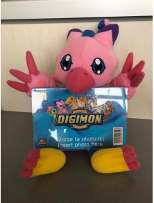 Digimon - Peluche Digimon Biyomon rosa con cornice davanti 20cm