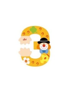 Trudi Sevi 82213 - Numero 3 in legno a forma di Clown 8 cm Decorazione