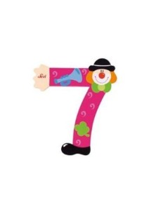 Trudi Sevi 82217 - Numero 7 in legno a forma di Clown 9 cm Decorazione