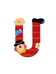 Trudi Sevi 81757 - Letteraa U In Legno A Forma Di Clown Rosso 8,5 Cm Decorazione