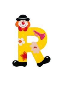 Trudi Sevi 81754 - Letteraa R In Legno A Forma Di Clown Giallo 9,5 Cm Decorazione