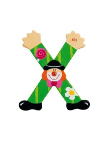 Trudi Sevi 81760 Lettera X In Legno A Forma Di Clown Verde 9,5 Cm Decorazione