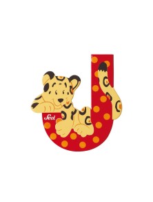 Trudi Sevi 81610 - Letteraa J Jaguaro In Legno Rosso 7,5 Cm Decorazione