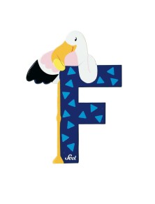 Trudi Sevi 81606 - Letteraa F Flamingo In Legno Blu 9,5 Cm Decorazione