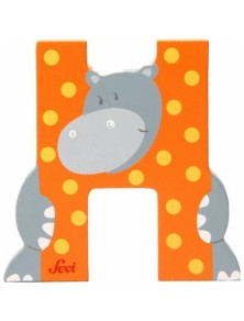 Trudi Sevi 81608 - Letteraa H Hippopotamus In Legno Arancione 7,5 Cm Decorazione