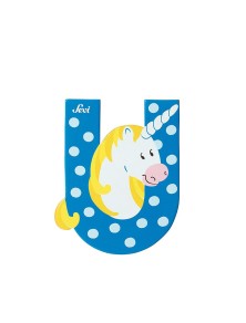 Trudi Sevi 81621 - Letteraa U Unicorno In Legno Blu 7,5 Cm Decorazione