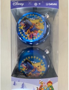 SET 2 PALLINE BLU WINNIE THE POOH IH-OH, WINNIE E PIMPI 12 CM ADDOBBI NATALE