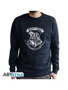 Harry Potter - Felpa Vintage - "Hogwarts" Uomo Nera Sbiadita Taglia M