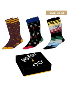 Harry Potter Set Regalo 3 Paia di Calzini Donna Misura 35/41 Cerda