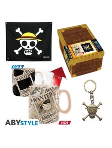 One Piece Set Regalo Bandiera + Portachiavi 3D + Tazza Magica - Gadget