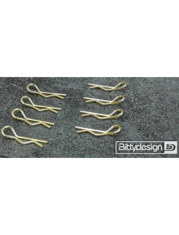 Bitty Design - Clips carrozzeria Gold 1/10 8pz 4pz destre e 4pz sinistre