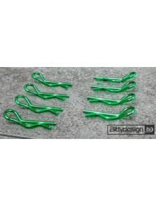 Bitty Design - Clips carrozzeria verdi 1/10 8pz 4pz destre e 4pz sinistre