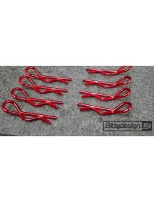 Bitty Design - Clips carrozzeria rosse 1/10 8pz 4pz destre e 4pz sinistre