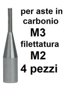 Yuki Model - Terminale filettato M2 per aste in carbonio da 3mm 4pz per forcelle