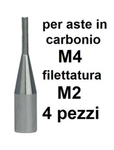 Yuki Model - Terminale filettato M2 per aste in carbonio da 4mm 4pz per forcelle