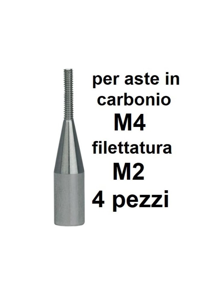 Yuki Model - Terminale filettato M2 per aste in carbonio da 4mm 4pz per forcelle