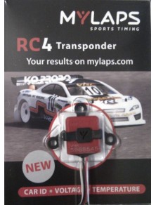 MYLAPS - Transponder RC4 rosso MyLaps con supporto di plastica per fissaggio