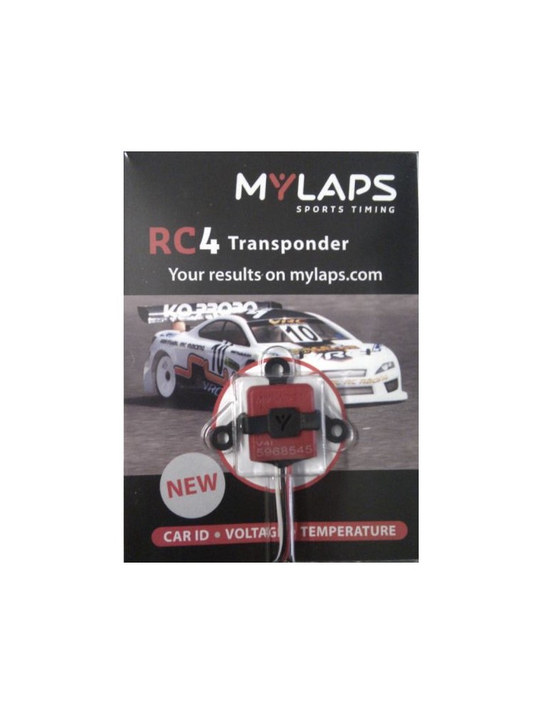 MYLAPS - Transponder RC4 rosso MyLaps con supporto di plastica per fissaggio