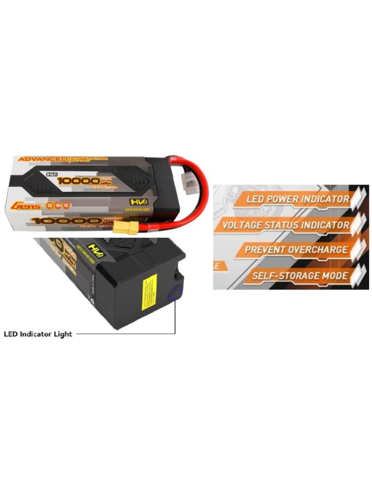 GENS ACE - LiPo 15,2v 10.000mAh 100C EC5  4s2p hardcase Gens Ace