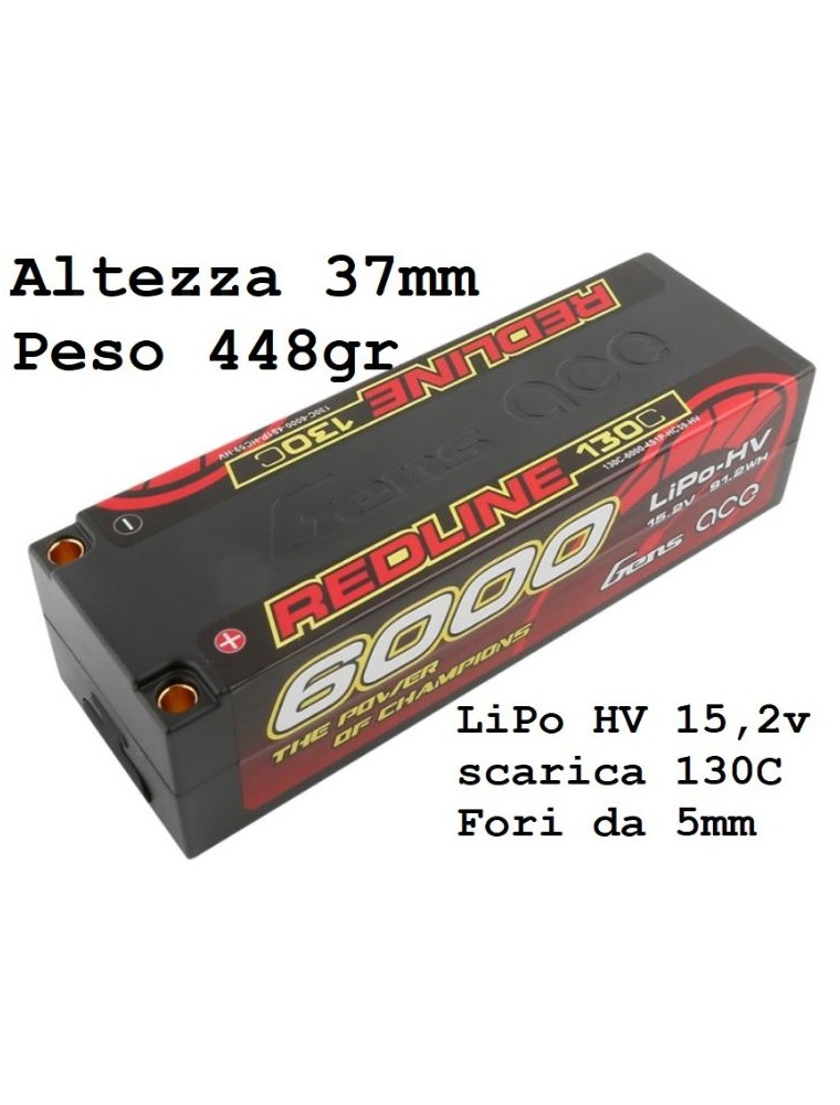 GENS ACE - LiPo car 15,2v 6000mAh 130c 2P2S Redline Series Hardcase