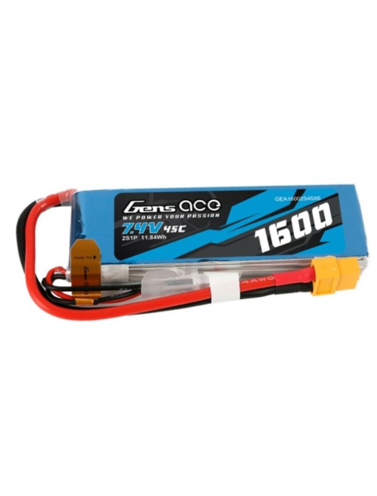 GENS ACE - Lipo 1600mAh 7,4V 45C XT60 2S1P Gens Ace