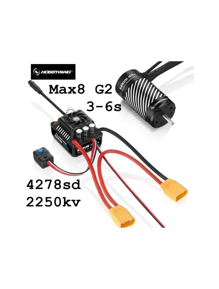 Hobbywing - Ezrun MAX8 G2 combo con 4278SD 2250kV 1/8