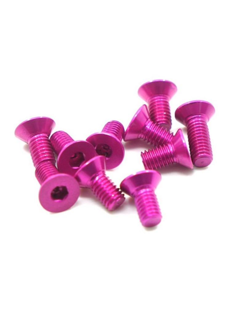 Yeah Racing - VITI IN ALLUMINIO 3x8 FUCSIA TESTA SVASATA 10pz