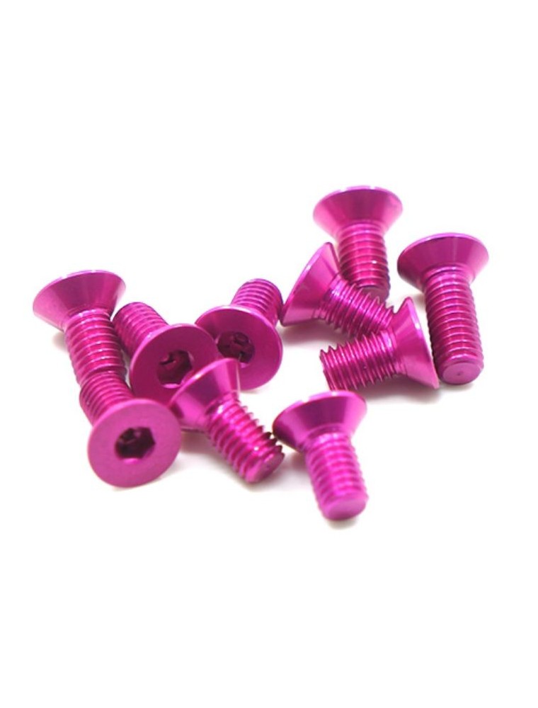 Yeah Racing - VITI IN ALLUMINIO 3x10 FUCSIA TESTA SVASATA 10pz