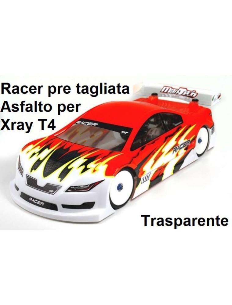 Mon-Tech Racing - Carrozzeria racer pre tagliata per asfalto Xray T4 190mm trasparente