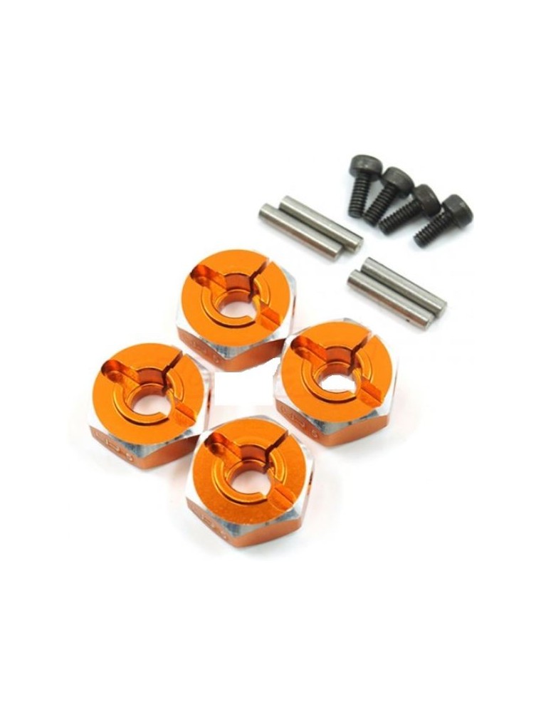 Yeah Racing - Trascinatori ruote 1/10 spessi 5mm arancio in alluminio esagono 12mm 4pz