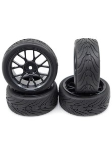 Yeah Racing - GOMME LATTICE SCOLPITE CERCHI NERI A 14 RAGGI OFFSET +3 4pz