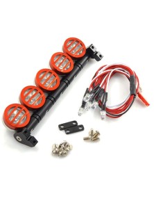 Yeah Racing - Barra luci con 5 led x scaler 1/10 in alluminio rosse