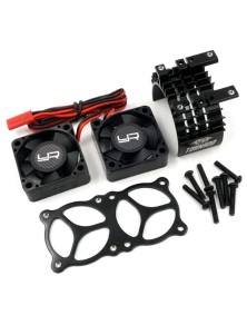 Yeah Racing - Dissipatore nero per motori 540/550 con 2 ventole Tornado da 30mm