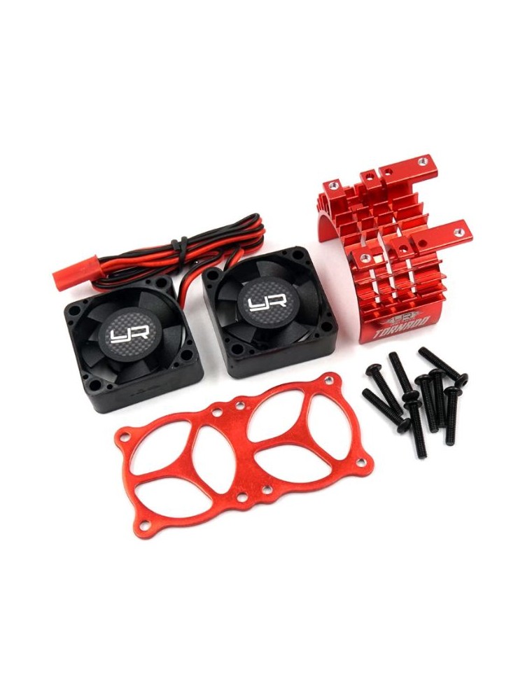 Yeah Racing - Dissipatore rosso per motori 540/550 con 2 ventole Tornado da 30mm