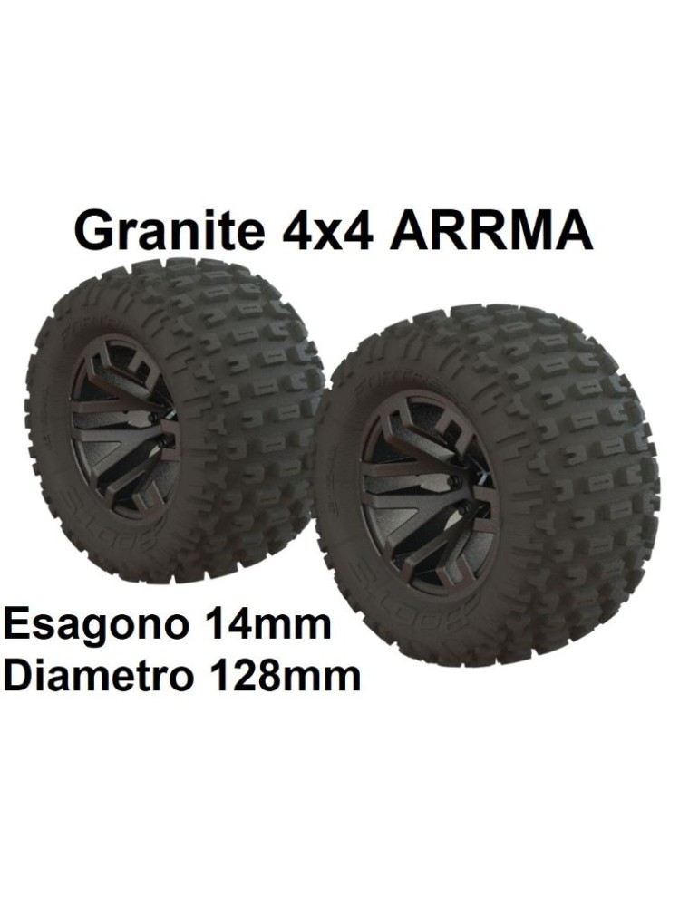 ARRMA - Coppia gomme Dboots Fortress MT Granite 3S con cerchi 14mm gun metal