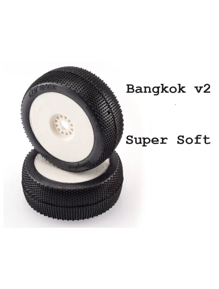 Hotracetyres - Gomme + cerchi Bangkok v2 Super Soft 2pz buggy 1/8 incollate