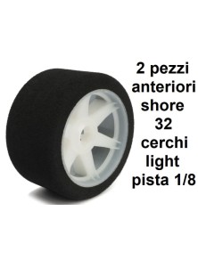 Hotracetyres - Gomme Shore 32 Light Anteriori pista 1/8 cerchi bianchi