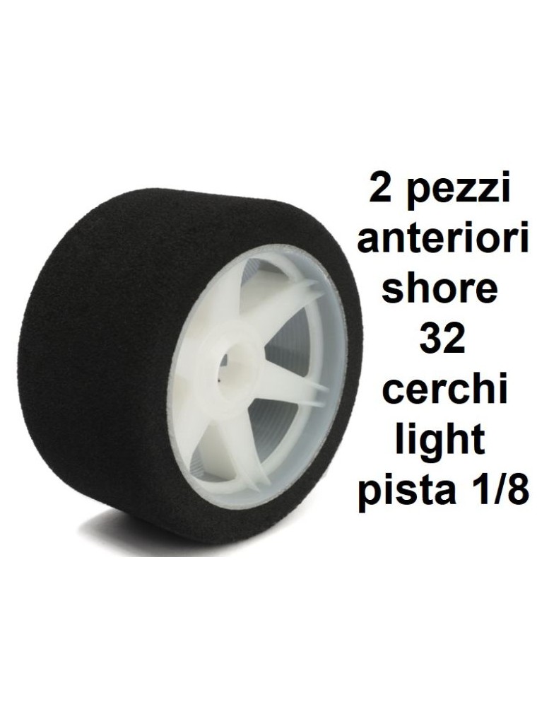 Hotracetyres - Gomme Shore 32 Light Anteriori pista 1/8 cerchi bianchi