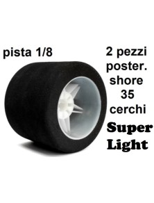 Hotracetyres - Gomme Shore 35 Super Light posteriori pista 1/8 cerchi bianchi