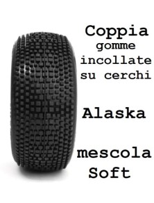 Hotracetyres - Gomme + cerchi Alaska soft 2pz buggy 1/8 incollate