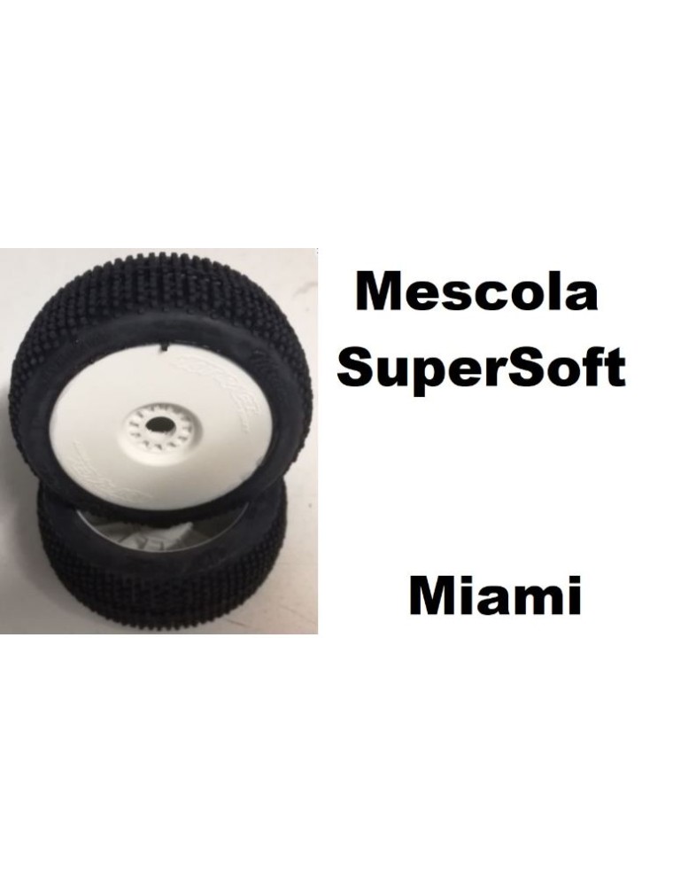 Hotracetyres - Gomme + cerchi Miami SuperSoft 2pz Buggy 1/8 incollate