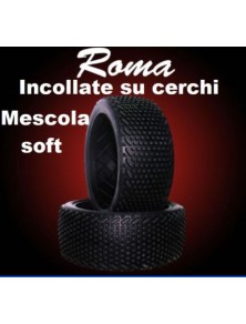 Hotracetyres - Gomme + cerchi Roma soft 2pz buggy 1/8 incollate