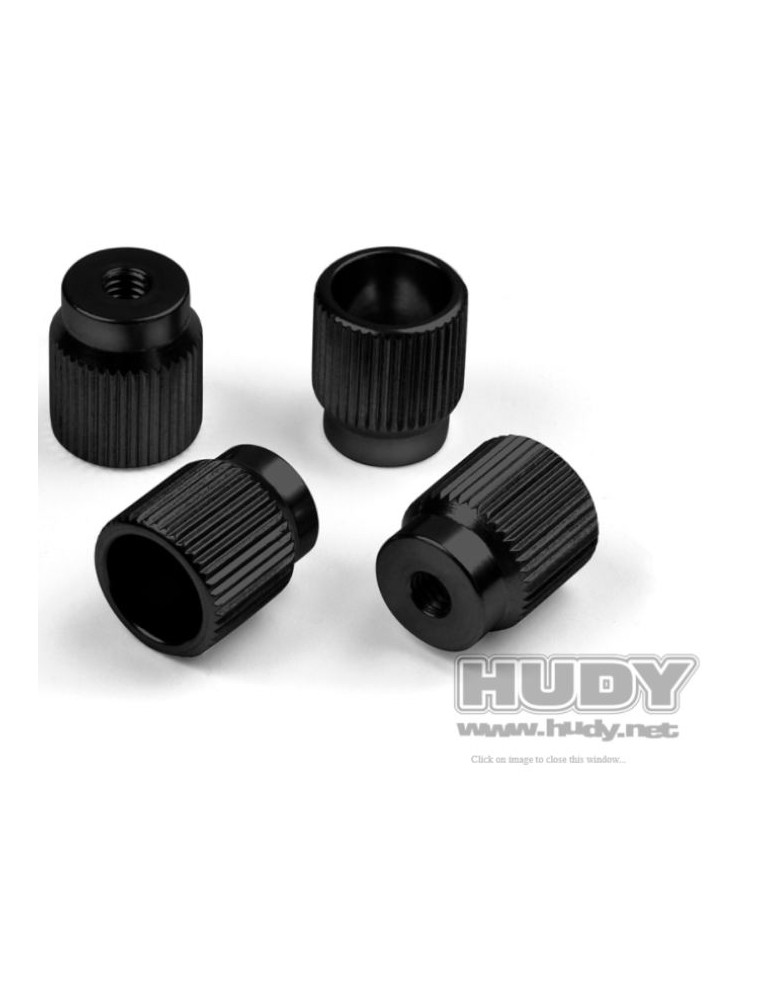 Hudy - DADI PER SET UP   TOURING 1/10 4pz NERI IN ALLUMINIO