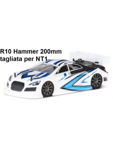 XTREME Aerodynamics - CARROZZERIA R10 HAMMER     NT1 XRAY 200mm 1/10 PRETAGLIATA