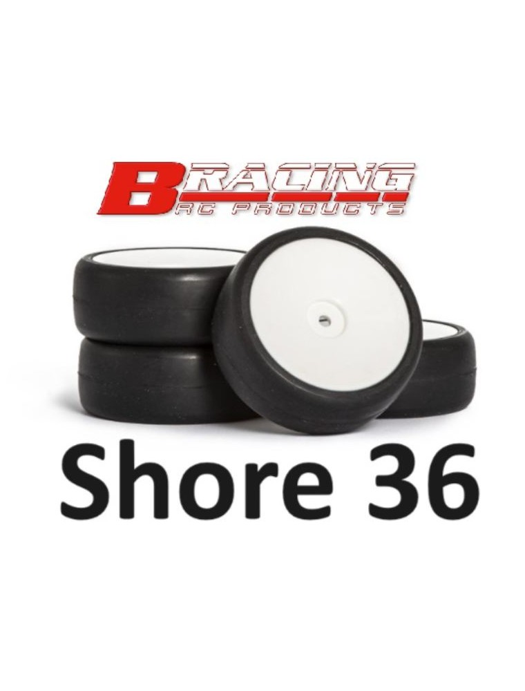 BRacing - Gomme slick cerchio bianco pieno Shore36 4pz 1/10 2023 per asfalto