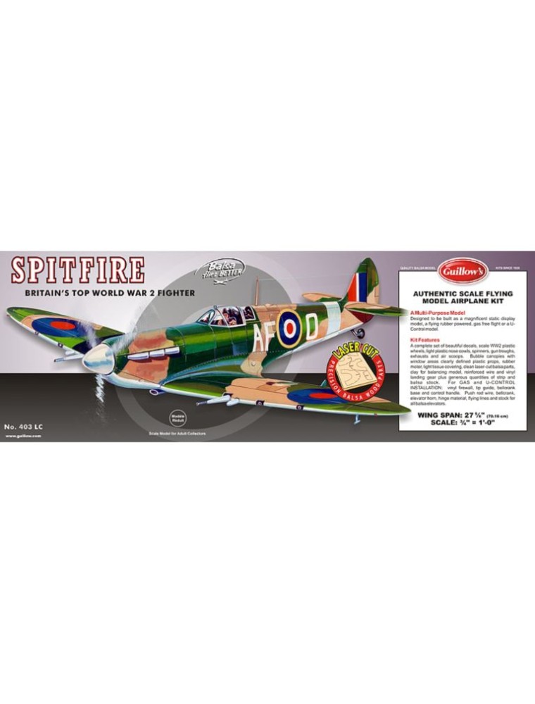 Guillows - SPITFIRE             70cm 1/16 BALSA KIT PER VOLO LIBERO