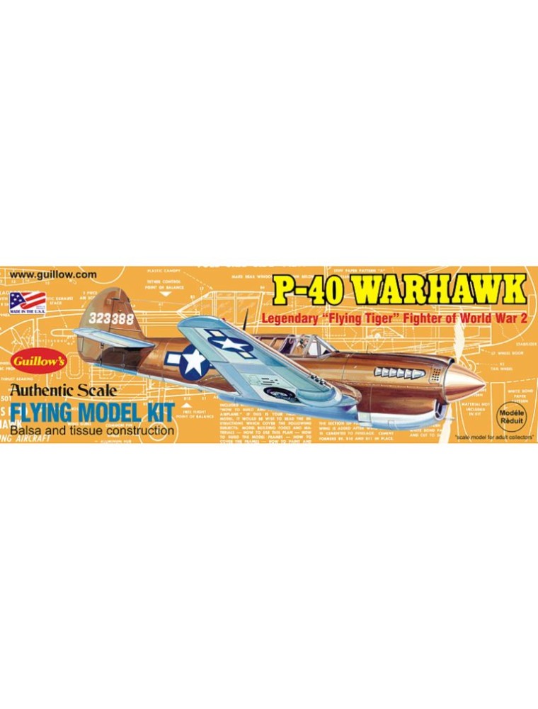 Guillows - P40 WARHAWK          42cm 1/30 BALSA KIT PER VOLO LIBERO