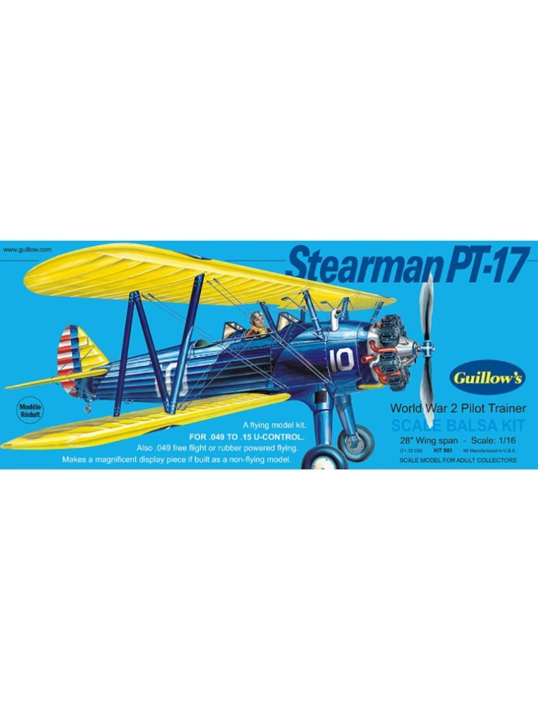 Guillows - STEARMAN PT17        71cm 1/16 BALSA KIT PER VOLO LIBERO